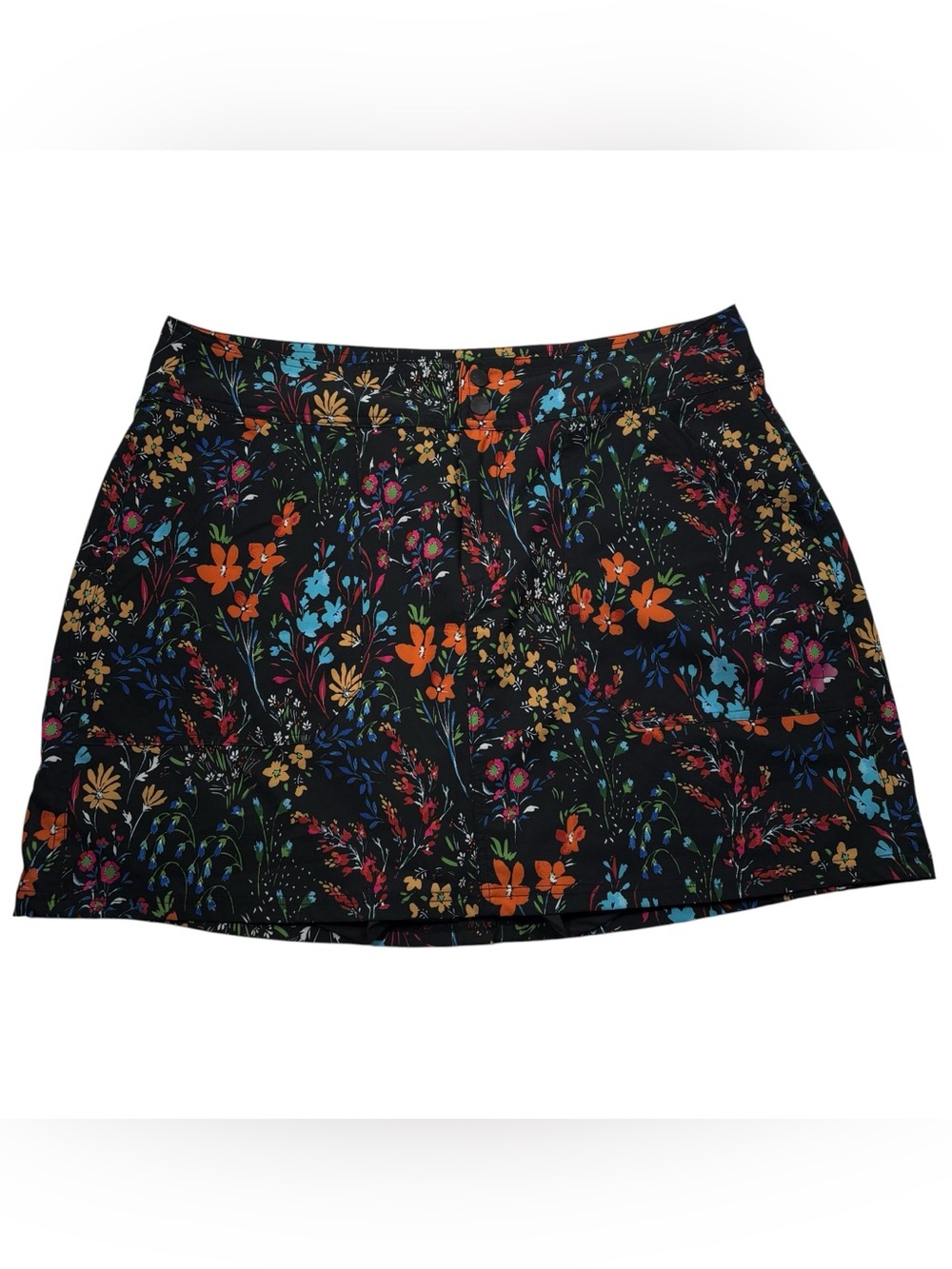 Krimson Klover Black Multicolor Floral Print Skort Lined Athletic Golf Skirt XL
